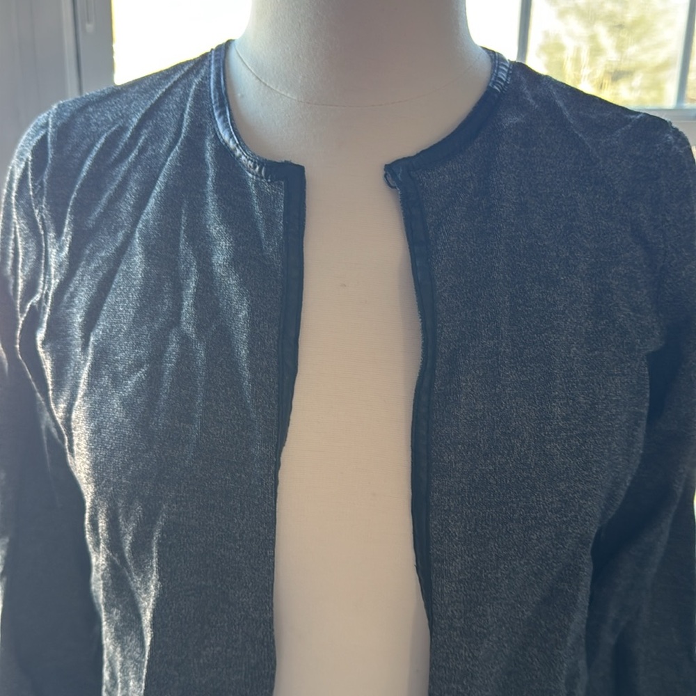 Calvin Klein Cardigan w/leather trim - Picture 2 of 4
